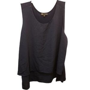 DG2 Diane Gilman Women's Navy Double Teired Scallop Edge Dressy Tank Top